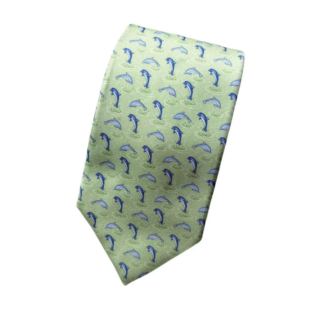 Tommy Hilfiger Tie Dolphin Print 100% Imported Silk‎ Printed in Italy